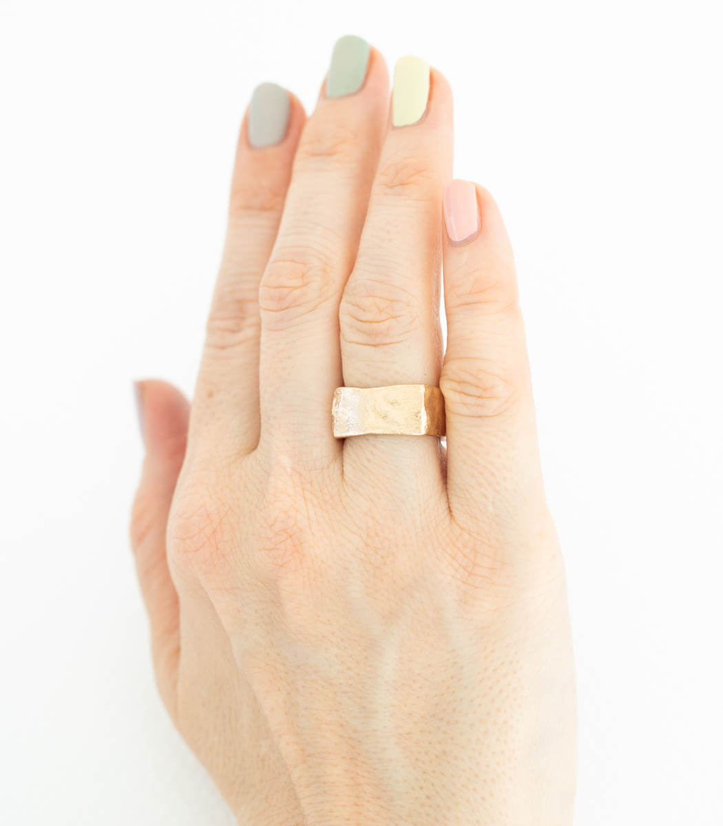 Bronze Ring Steinstruktur Gr. 56