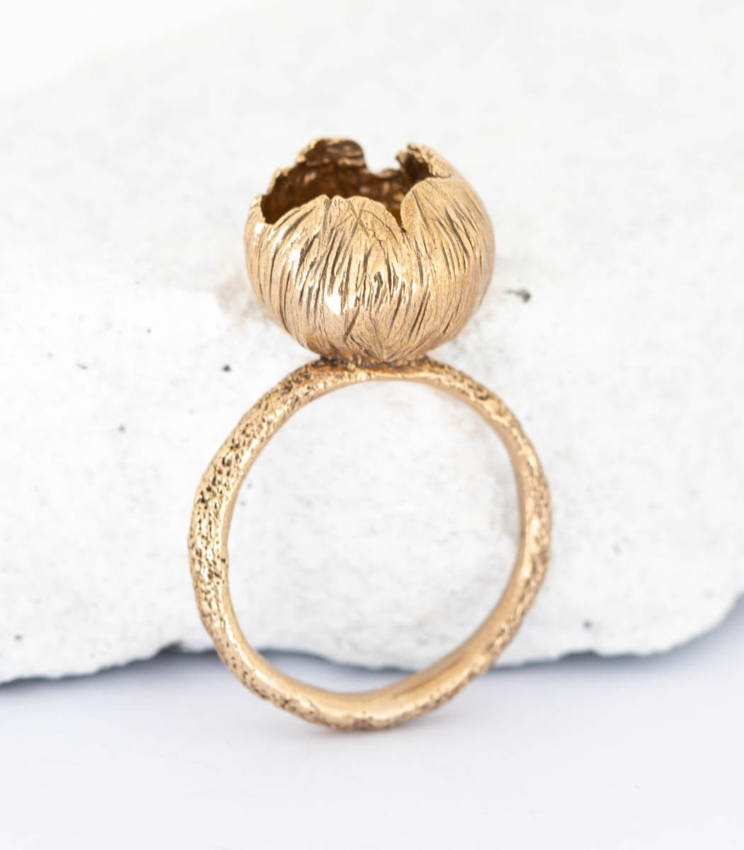 Bronze Ring Blüte Gr. 54