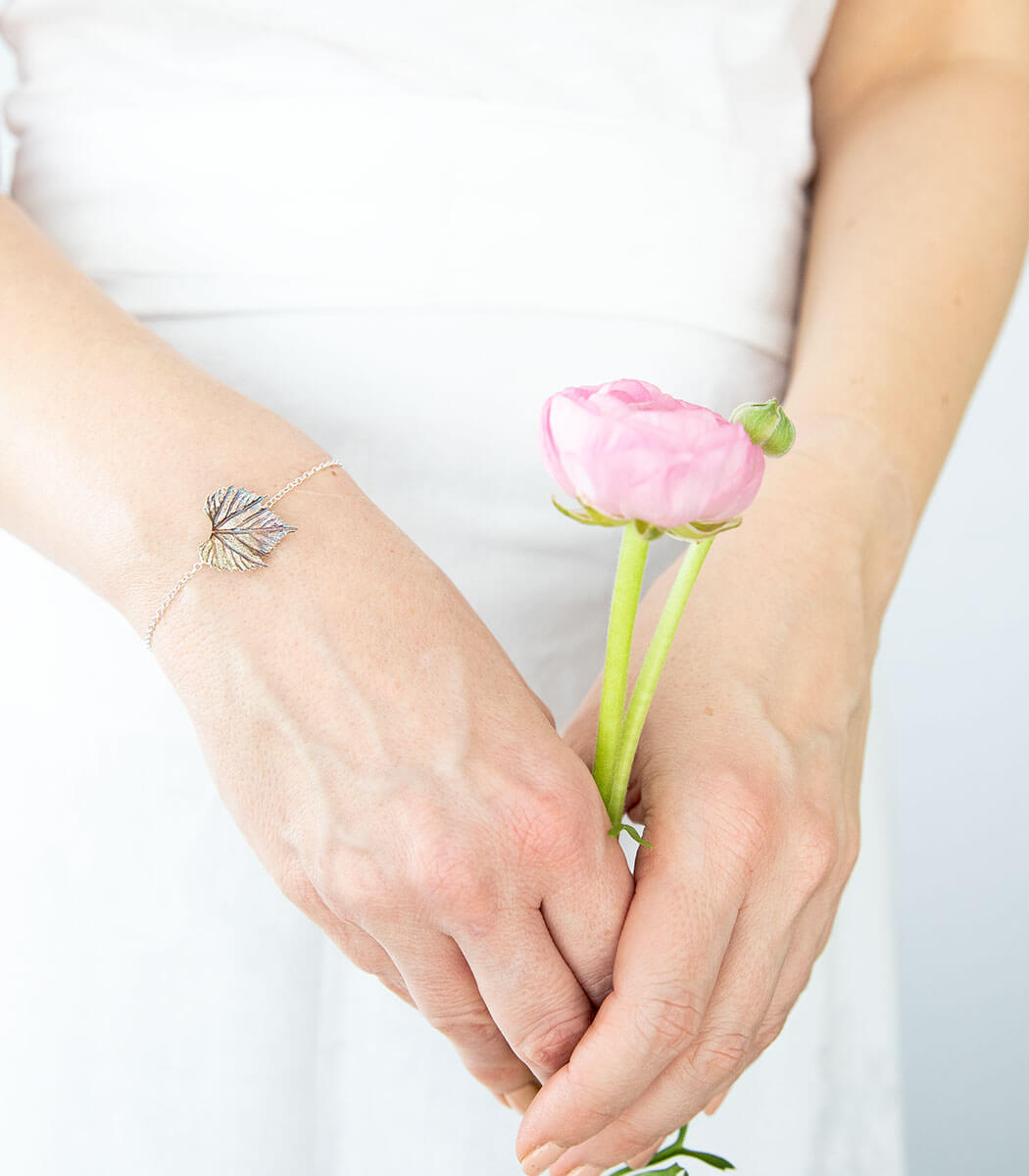 Silber Armband Weinblatt