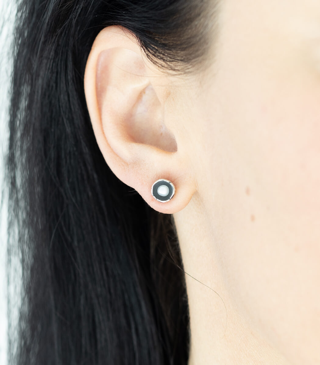 Silber Ohrstecker Blüte Perle