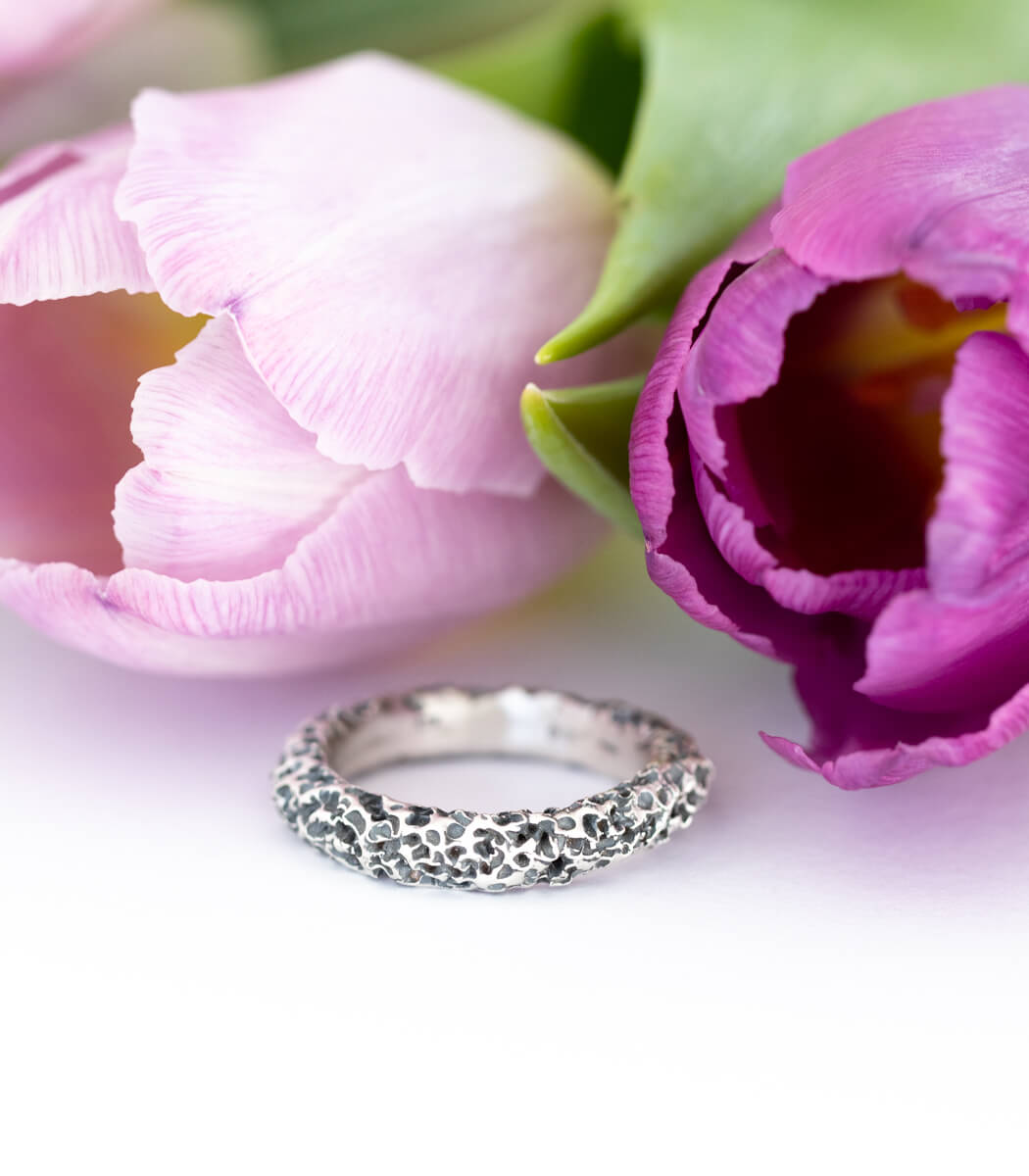 Silber Ring Korallenstruktur schmal Gr. 59
