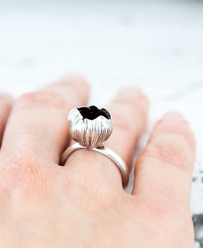 Silber Ring Blüte Gr. 54