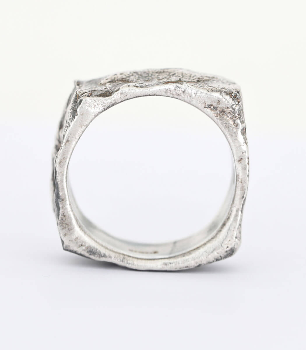 Silber Ring Steinstruktur schmal Gr. 52