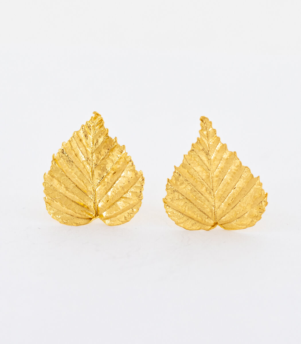 Birkenblatt Ohrstecker Gold