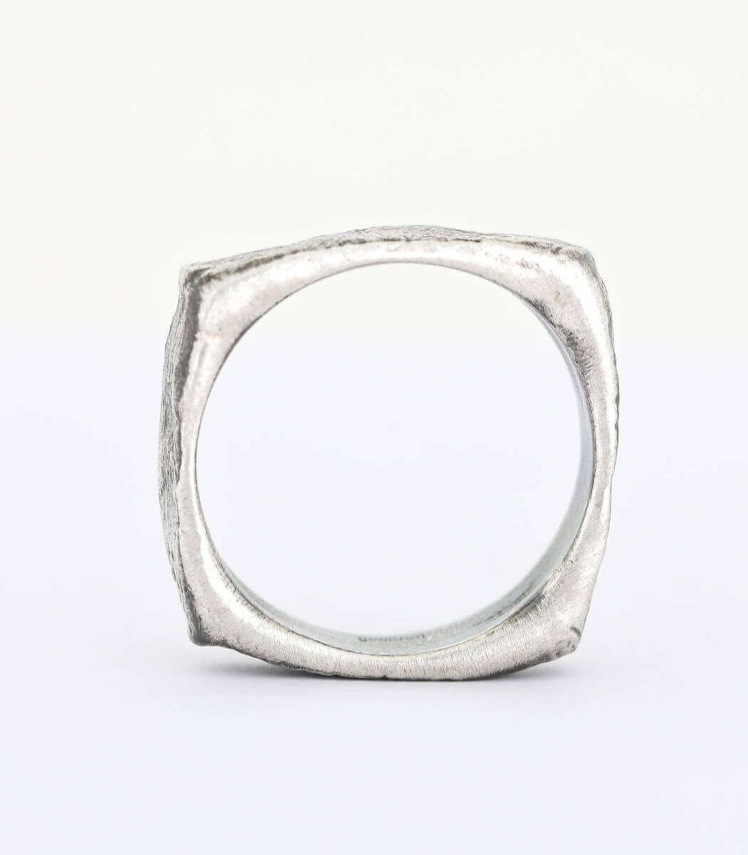 Silber Ring Steinstruktur schmal Gr. 55