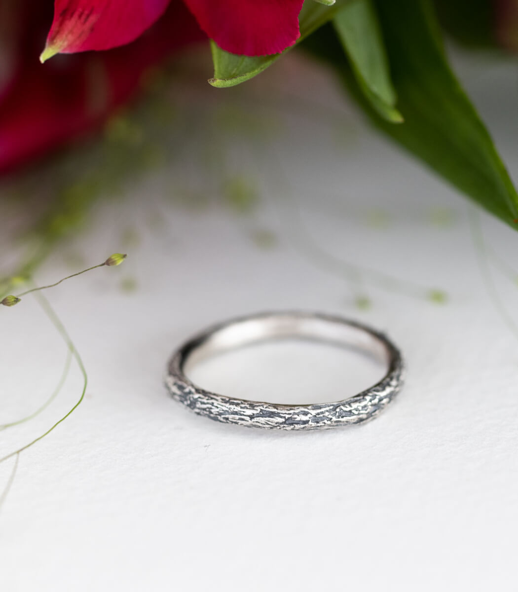 Ring Silber Baumrinde Gr.58