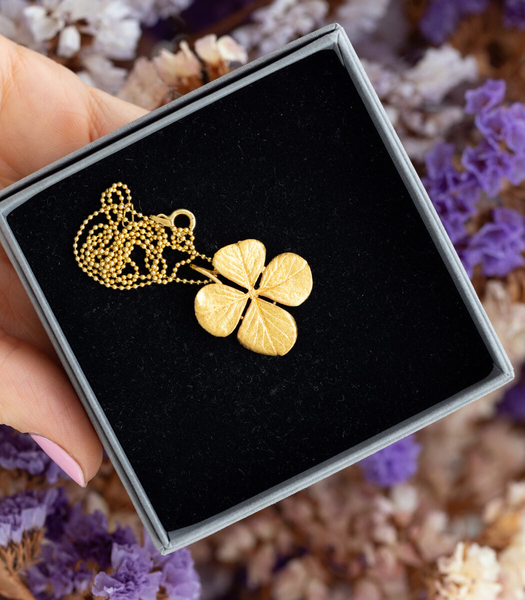 Glücksklee Anhänger Gold
