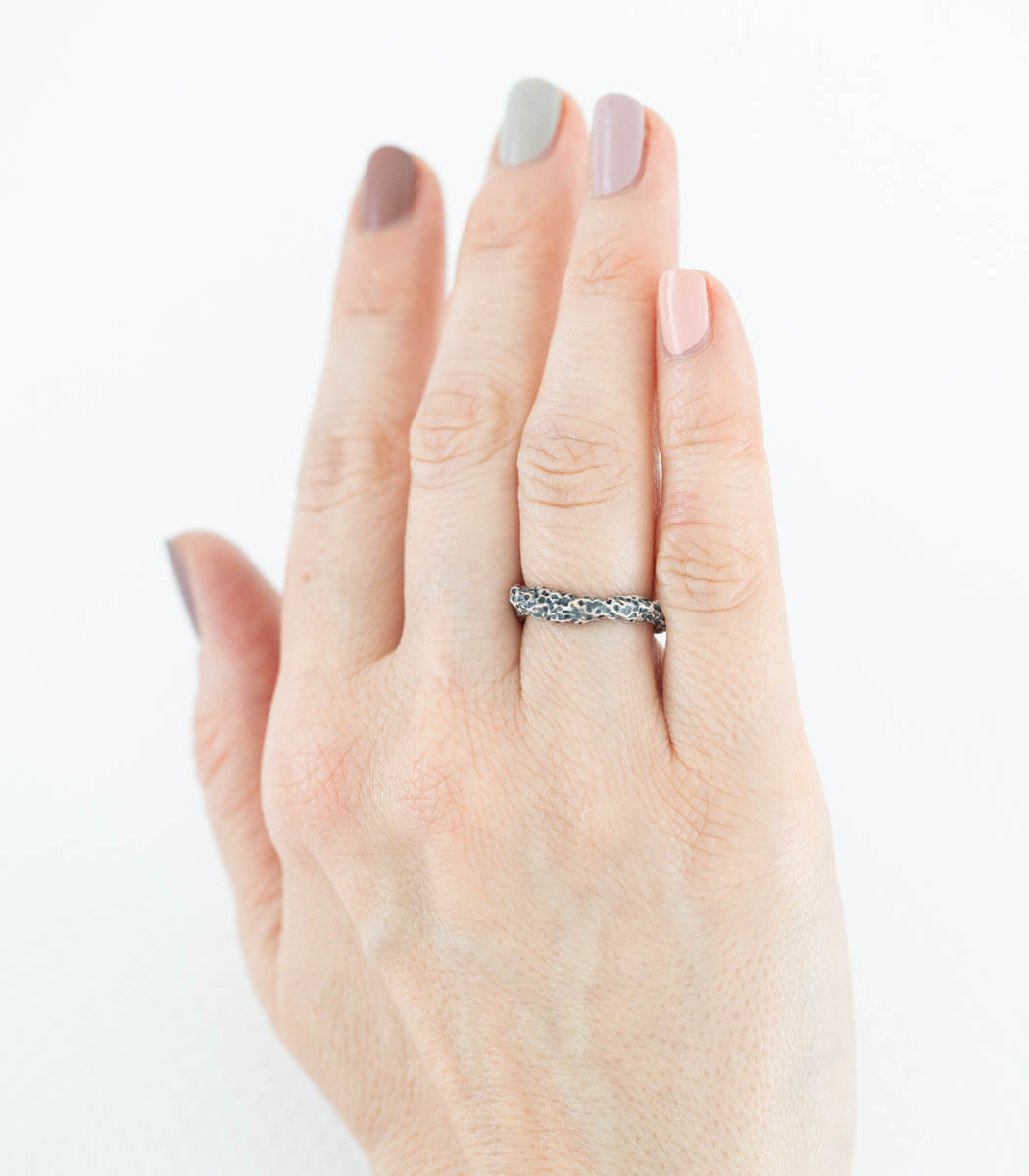 Silber Ring Korallenstruktur schmal Gr. 53
