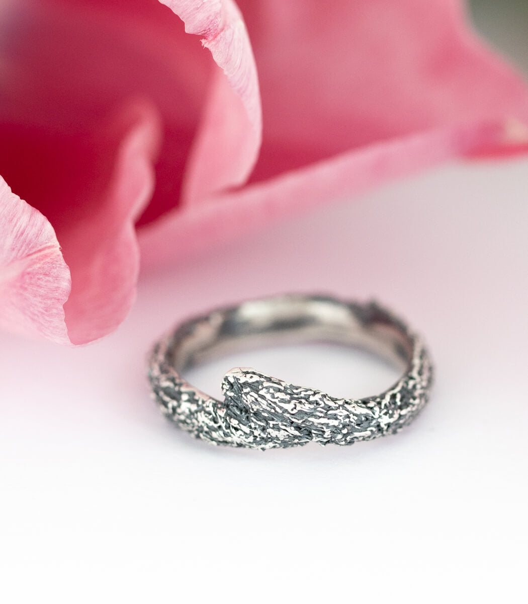 Ring Silber Baumrinde Gr.56