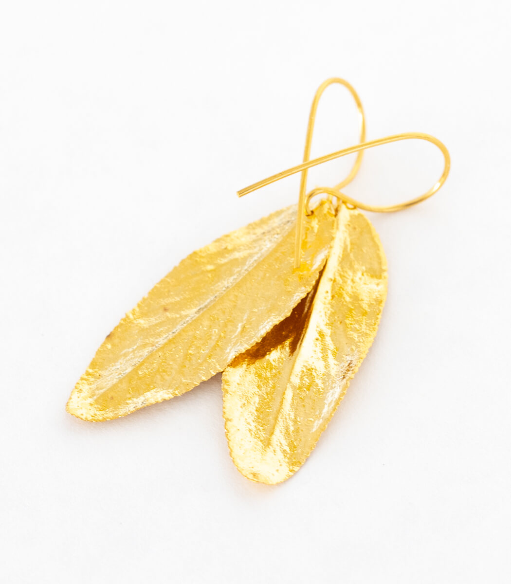 Gold Ohrhänger Salbeiblatt