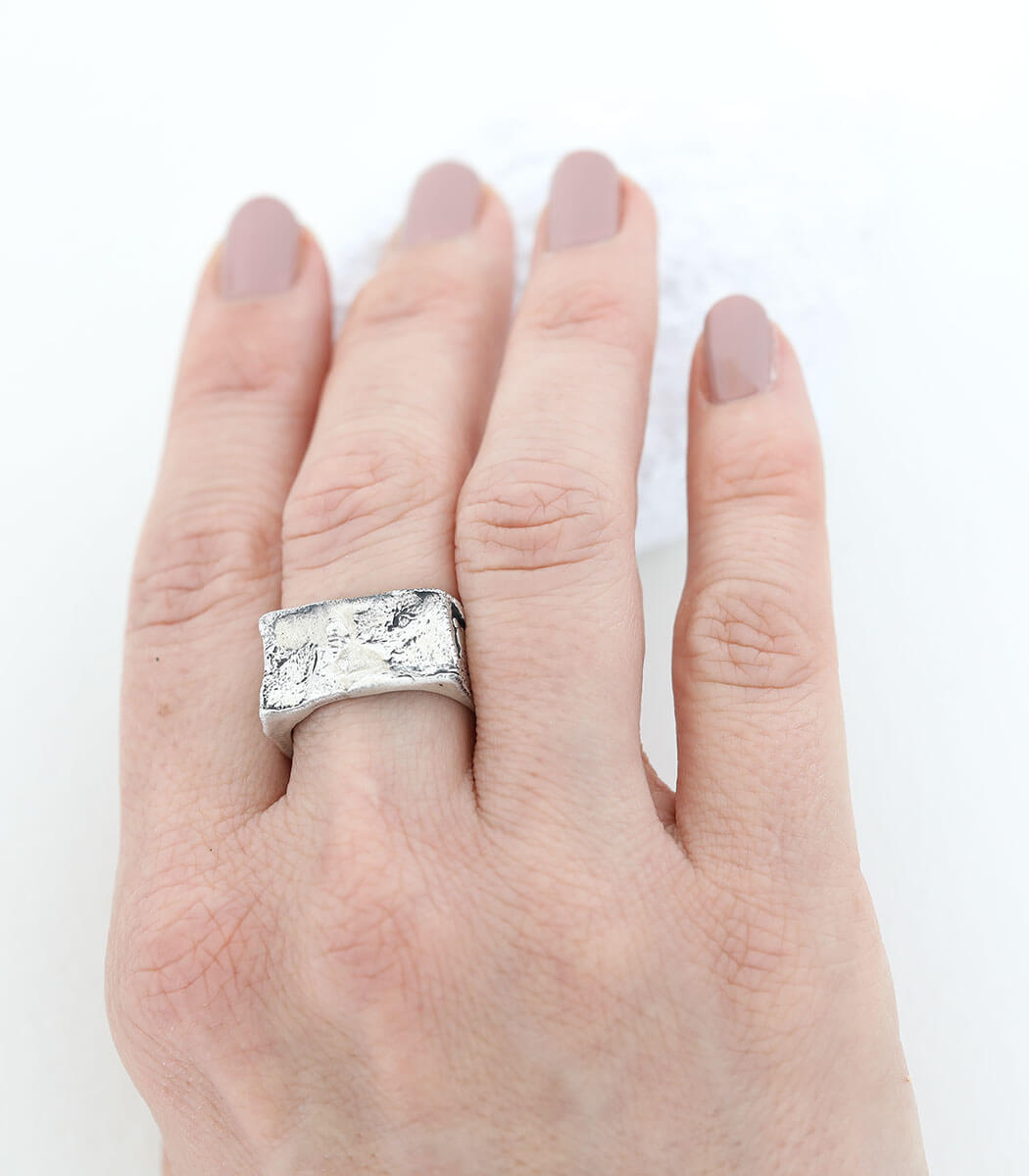 Silber Ring Steinstruktur Gr. 61