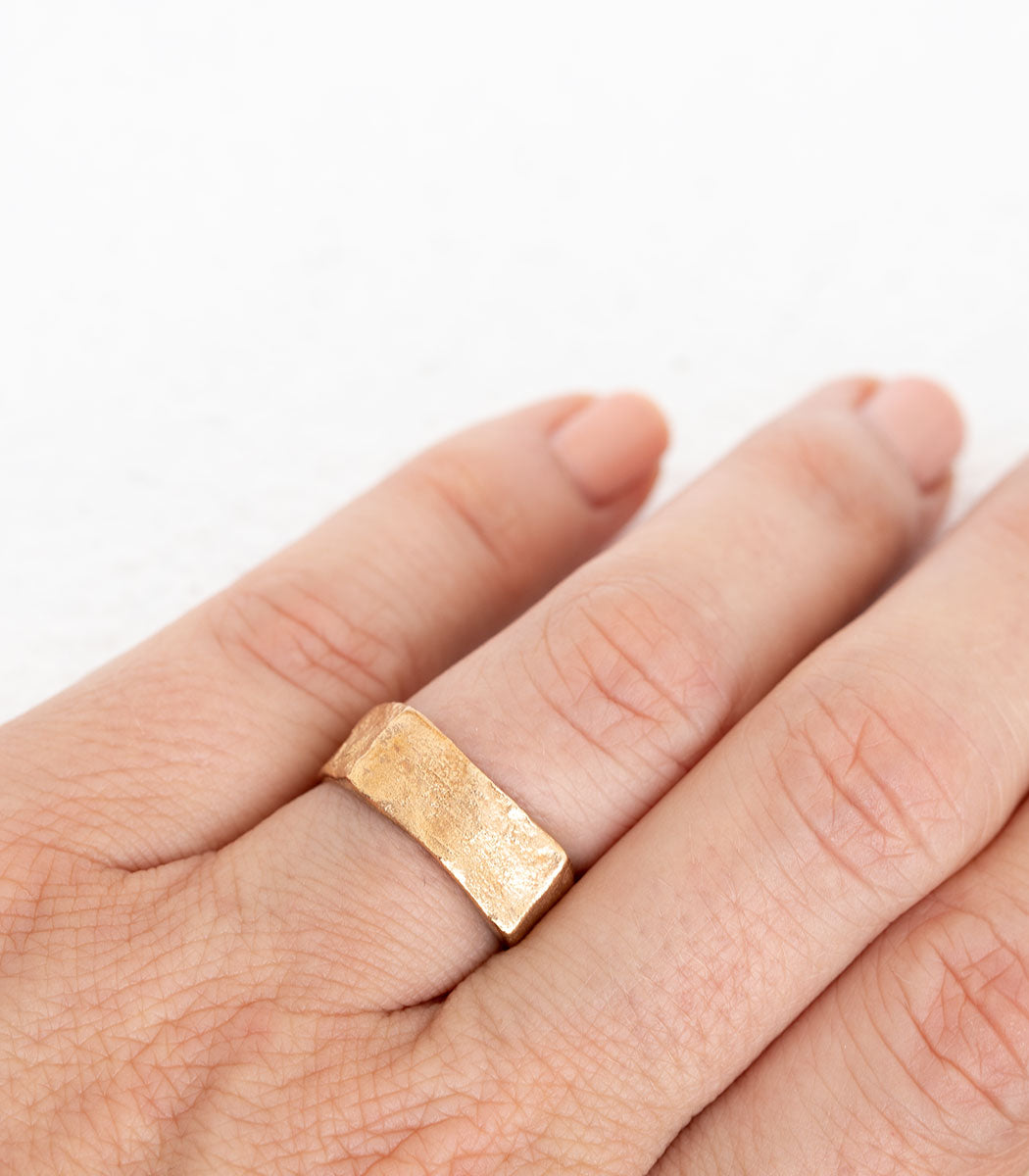 Bronze Ring Steinstruktur schmal Gr. 56