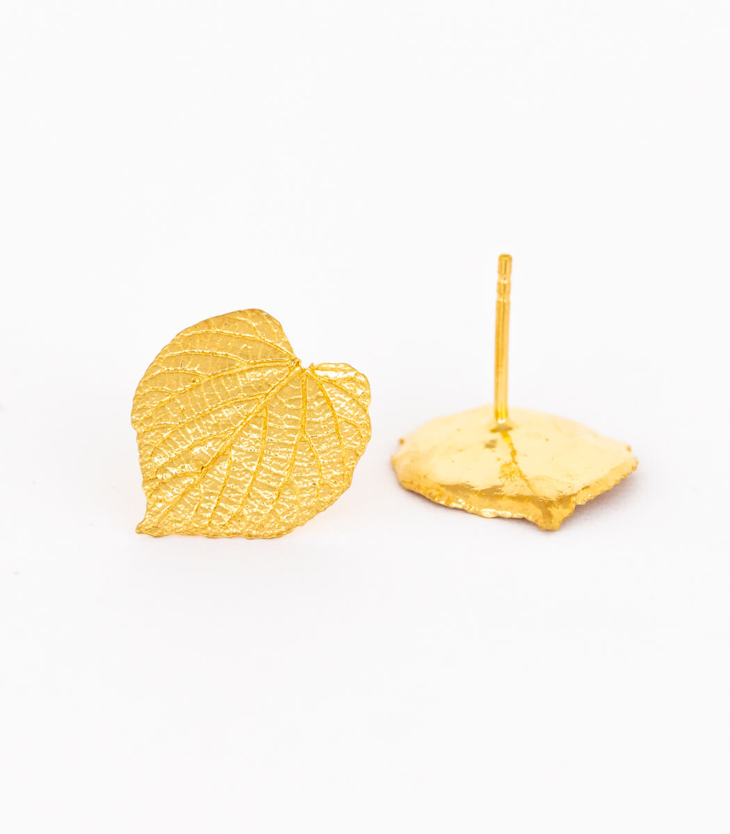 Gold Ohrstecker Lindenblatt