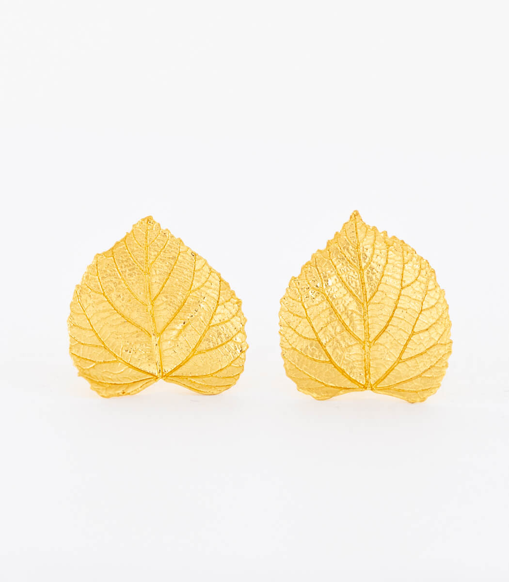 Lindenblatt Ohrstecker Gold