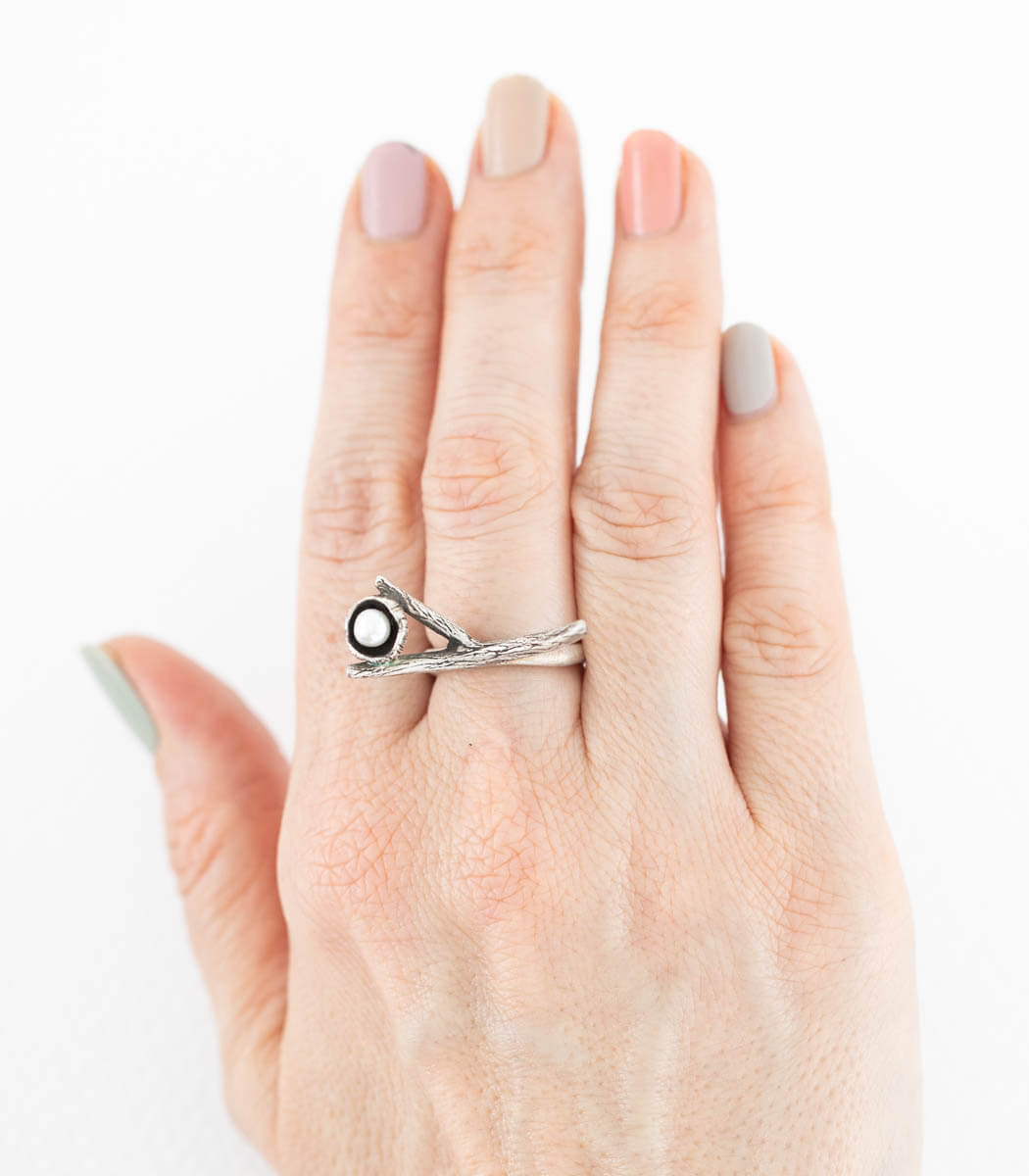 Silber Ring Blütenkelch Gr. 55