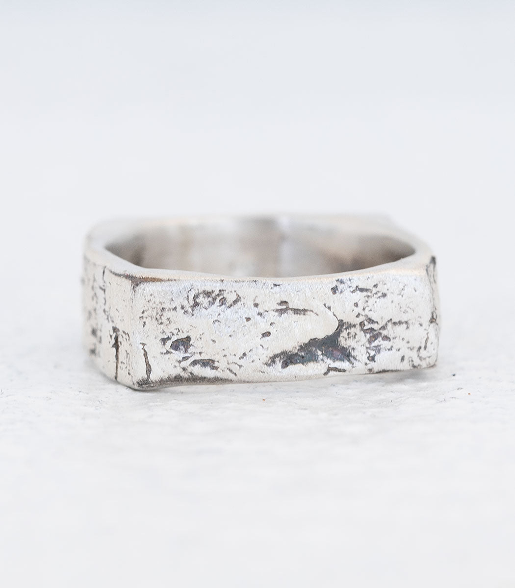 Silber Ring Steinstruktur schmal Gr. 57