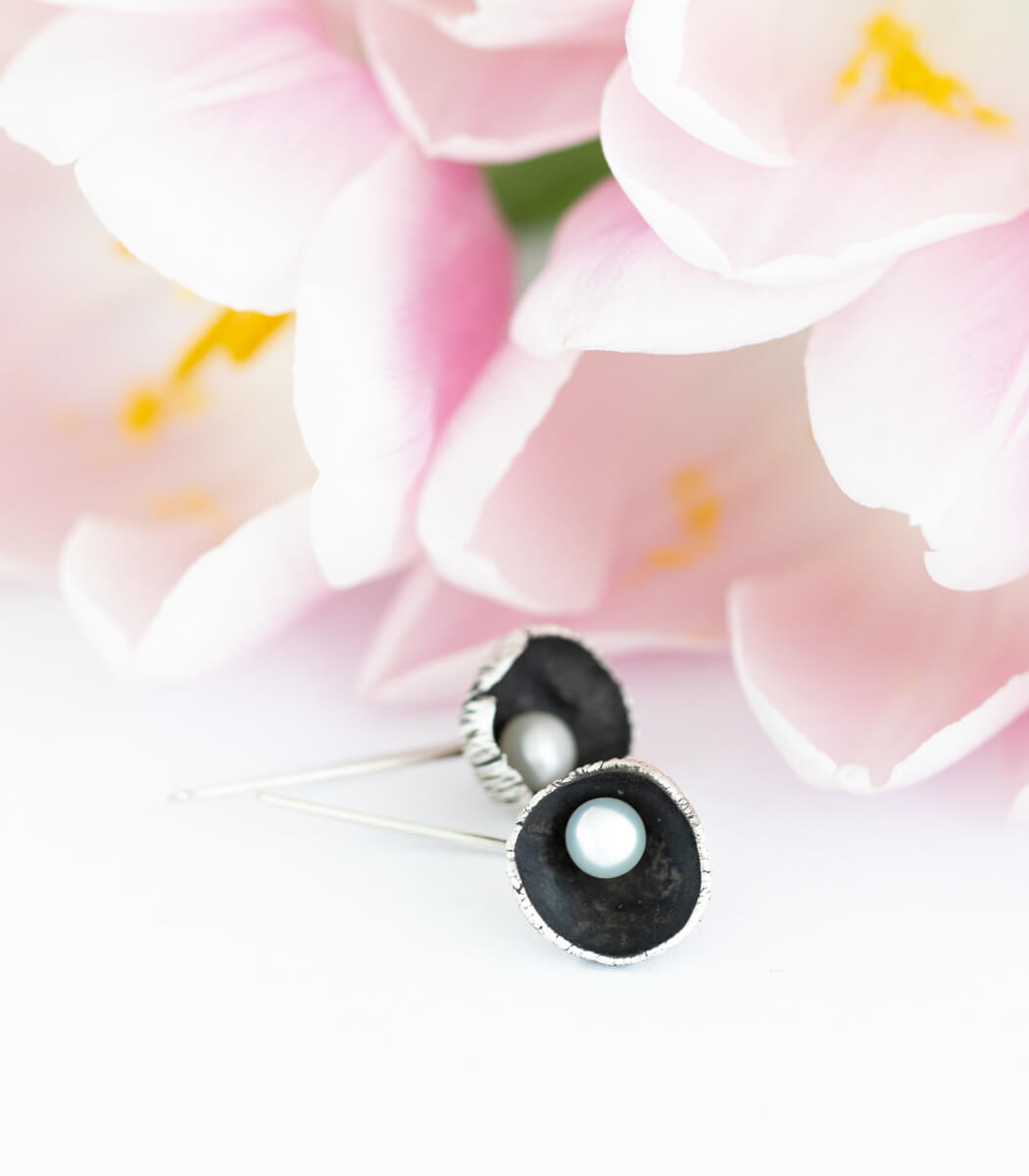 Silber Ohrhänger Blüte Perle