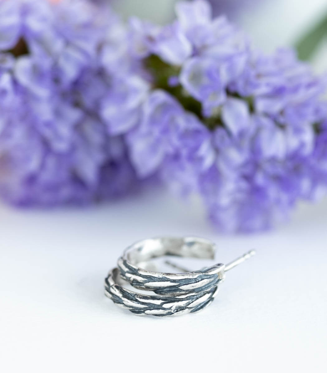 Silber Creolen Gräser