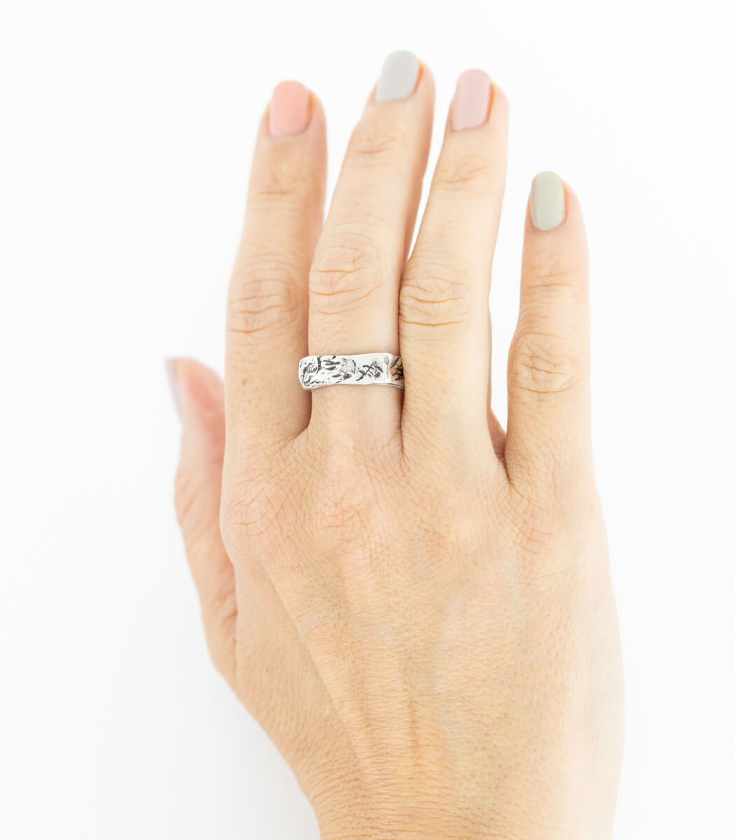 Silber Ring Steinstruktur schmal Gr. 61