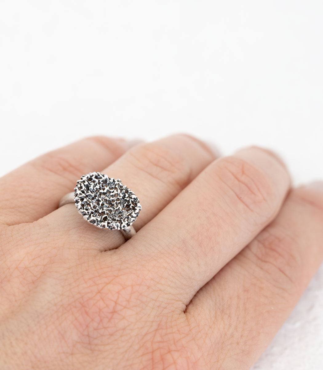 Silber Ring Korallenstruktur Gr. 55