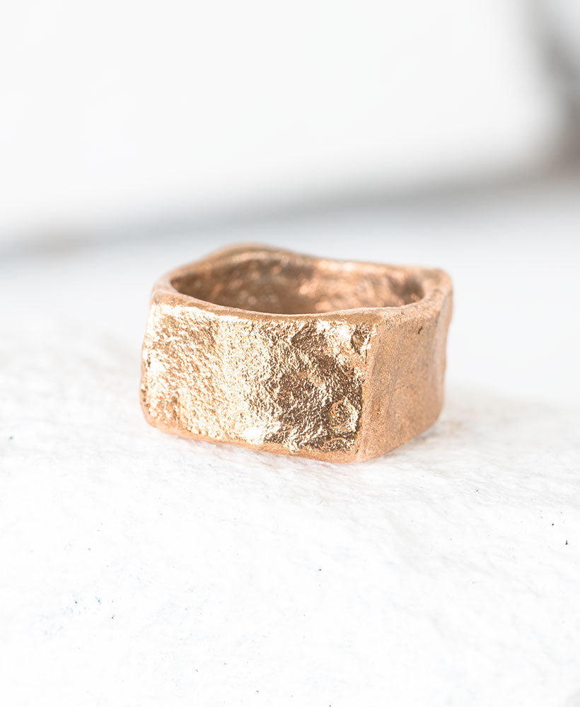 Bronze Ring Steinstruktur Gr. 55
