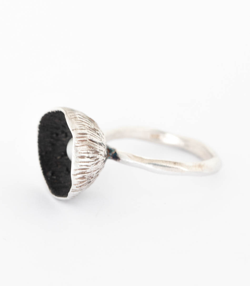 Silber Ring Blüte Perle Gr. 55