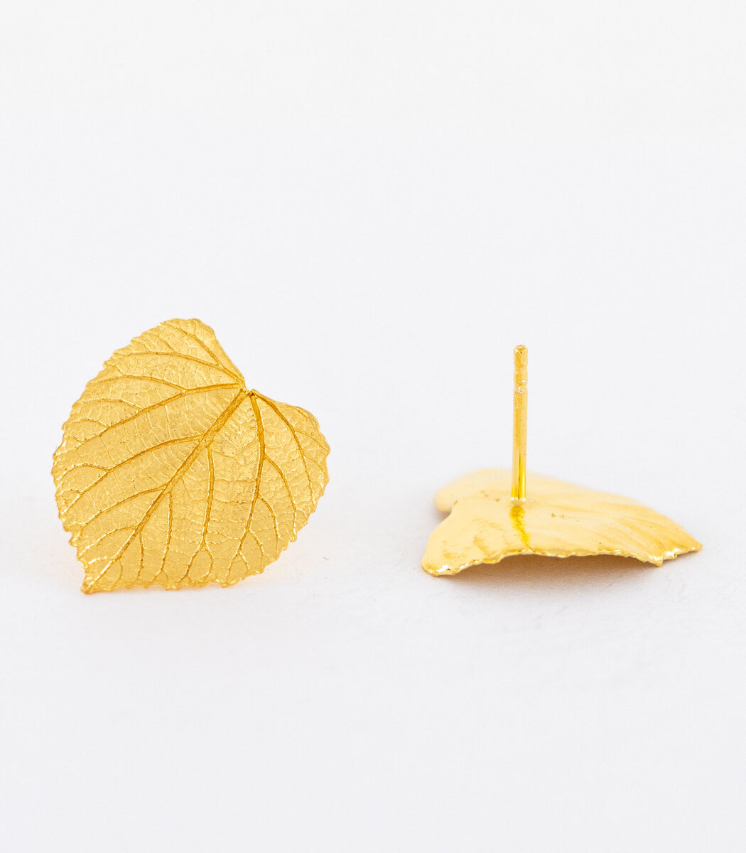 Lindenblatt Ohrstecker Gold