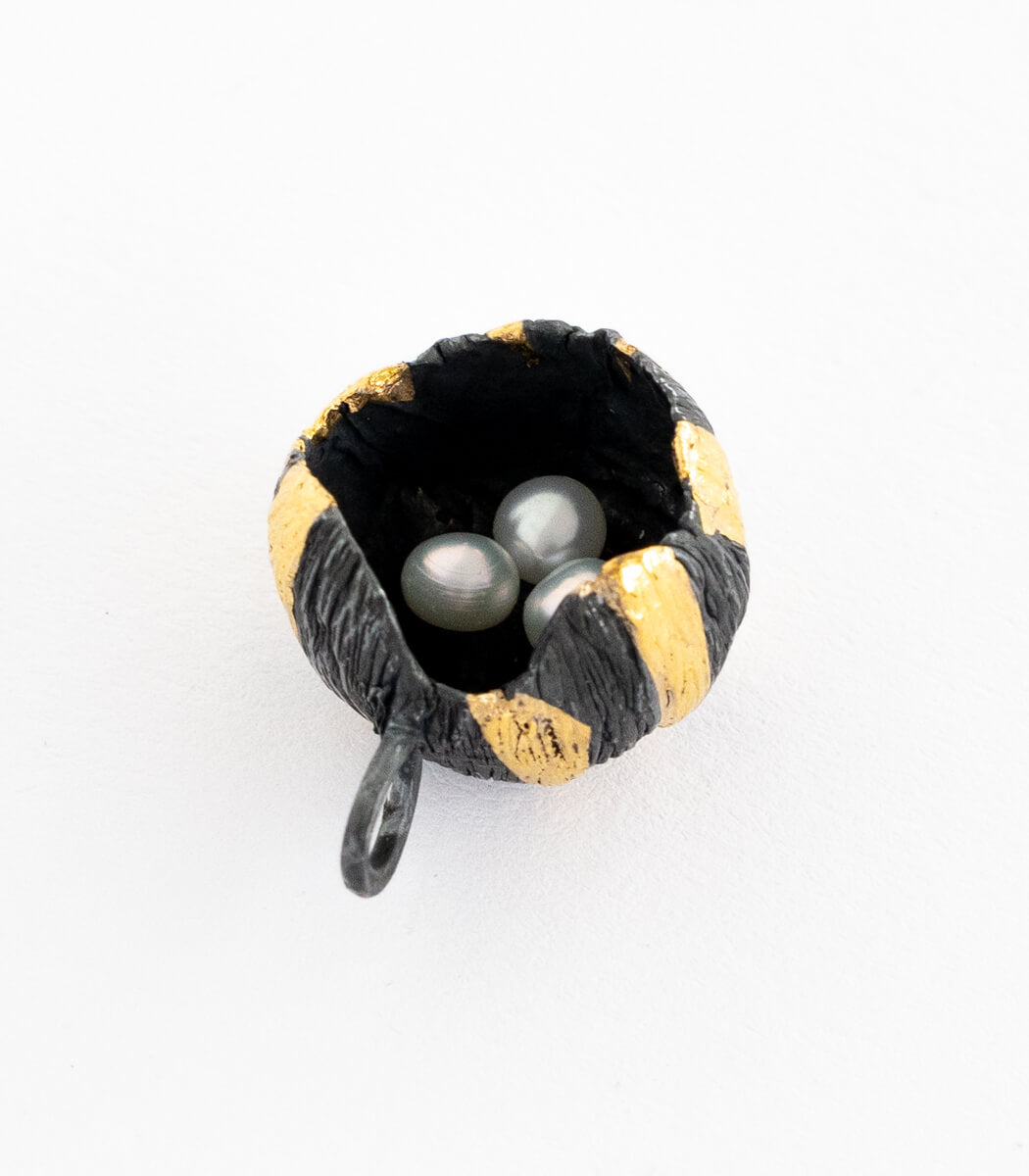 Silber Gold Anhänger Blüte mit Perlen