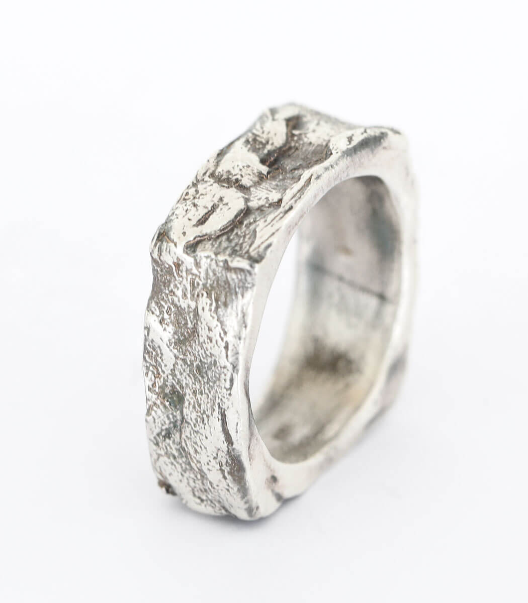 Silber Ring Steinstruktur schmal Gr. 52