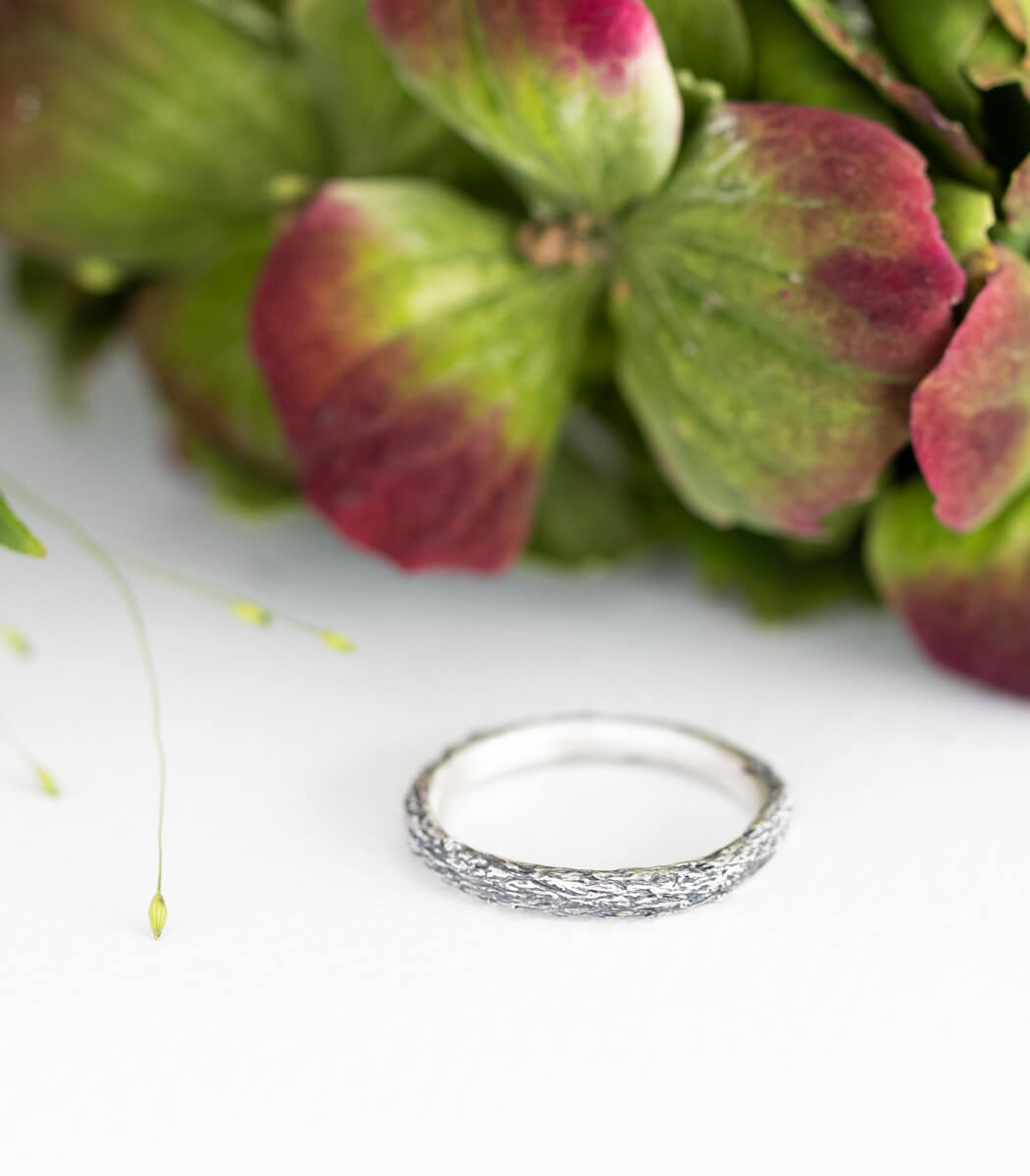 Ring Silber Baumrinde Gr.52