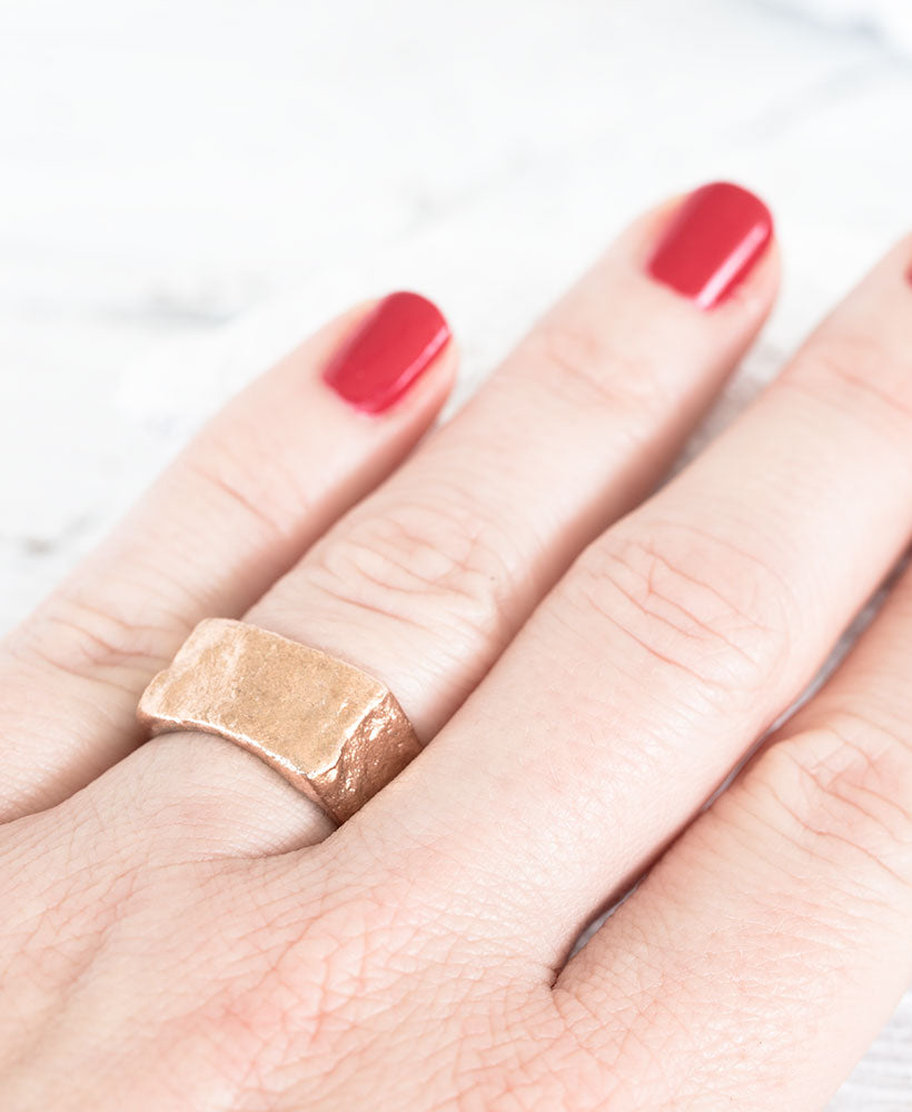 Bronze Ring Steinstruktur Gr. 55