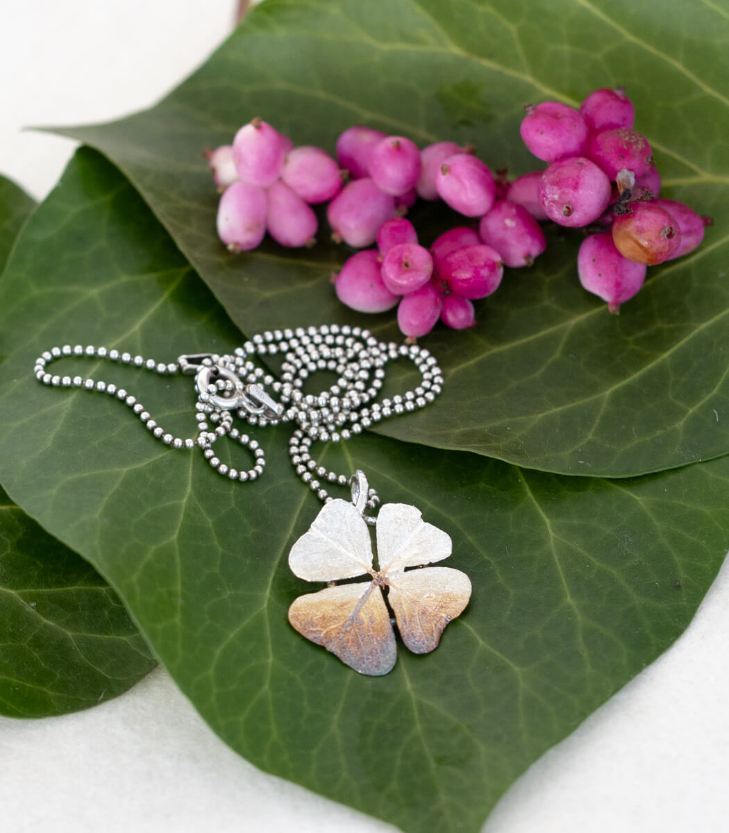 Glücksklee Anhänger Silber