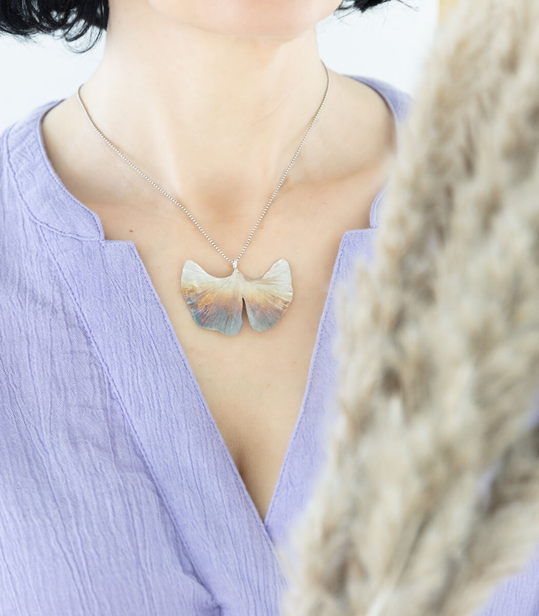 Ginkgo Anhänger Silber