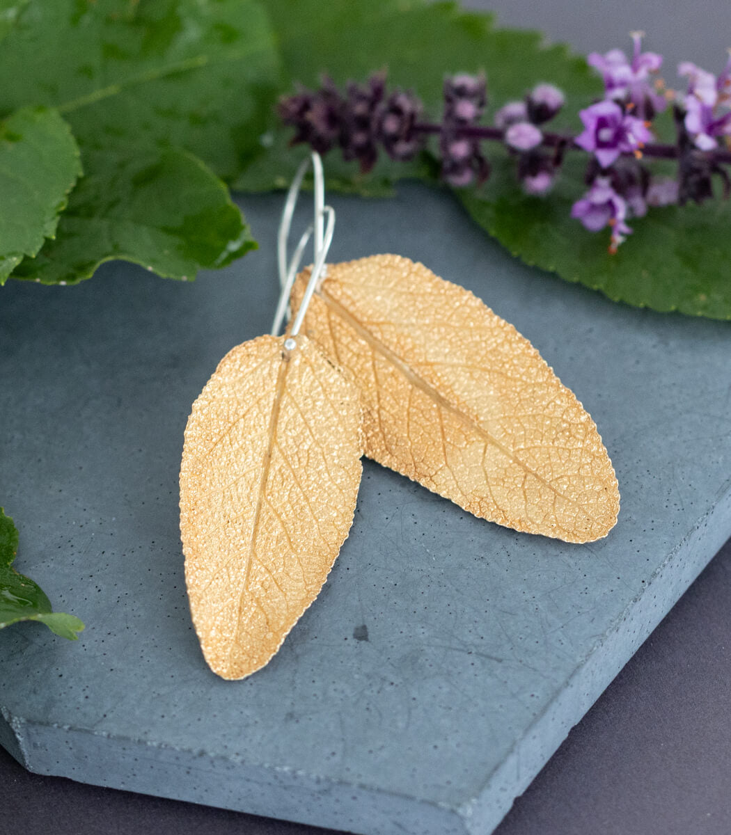 Salbeiblatt Ohrhänger Bronze