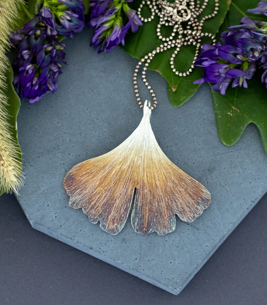 Ginkgoblatt Anhänger Silber