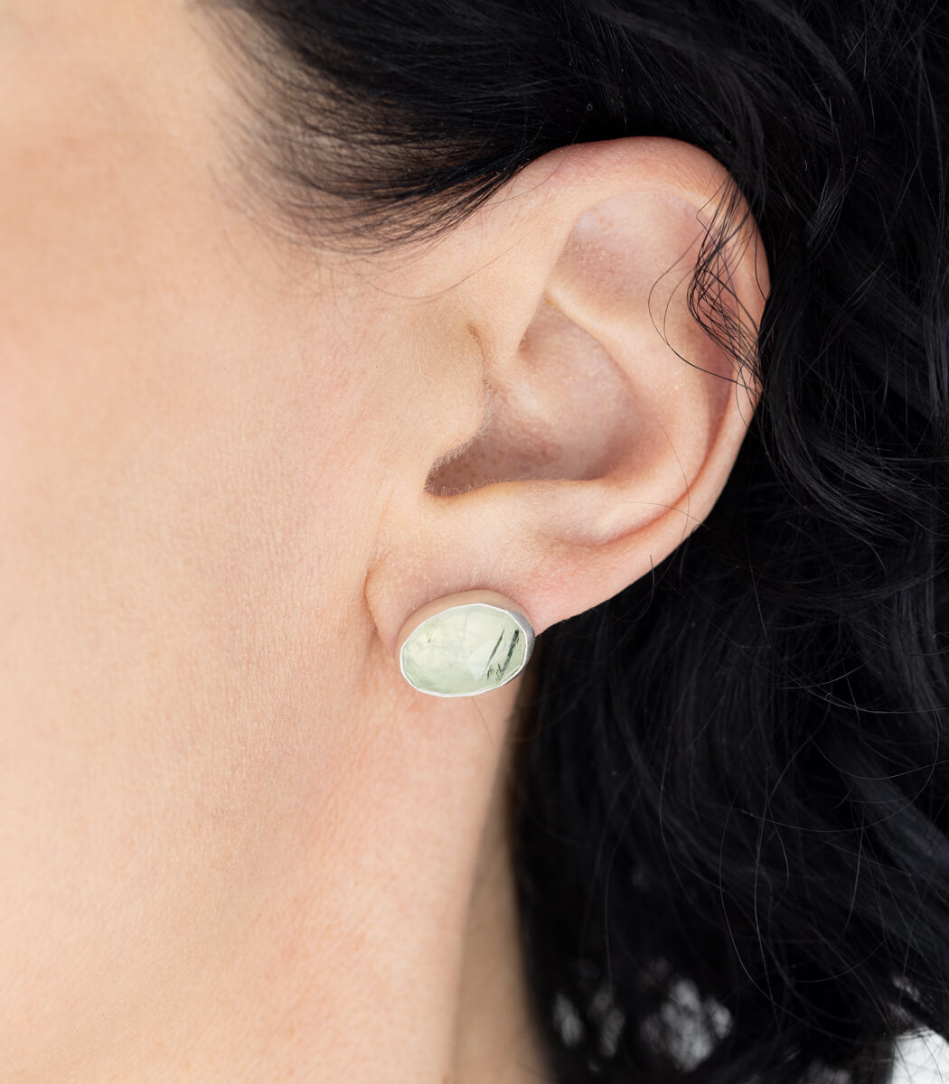 Salbeiblatt Ohrhänger Prehnit Silber