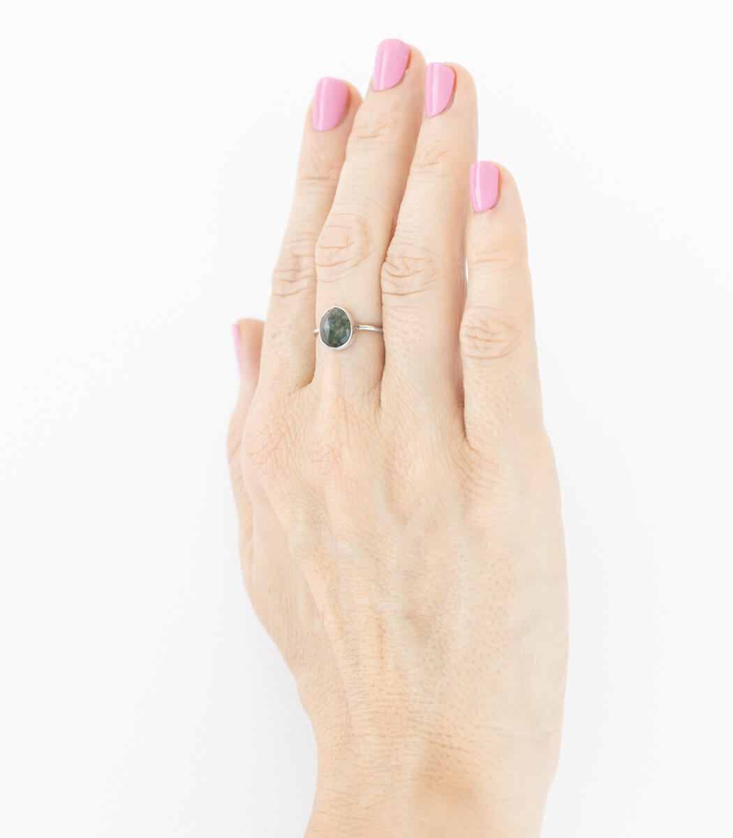 Moosachat Ring Silber Gr. 56