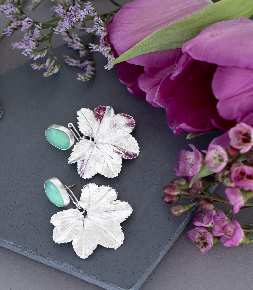 Frauenmantel Ohrhänger Chrysophras Silber