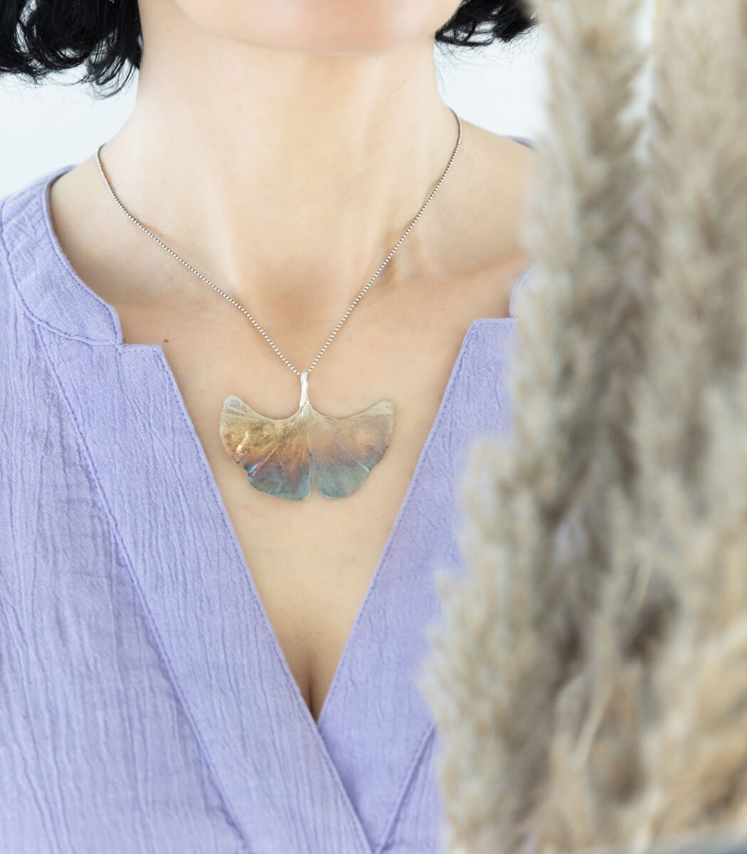 Ginkgo Anhänger Silber