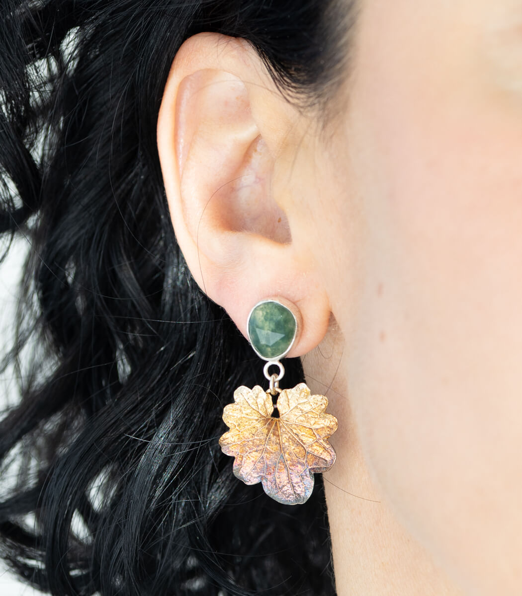 Gundermann Ohrhänger Moosachat Silber