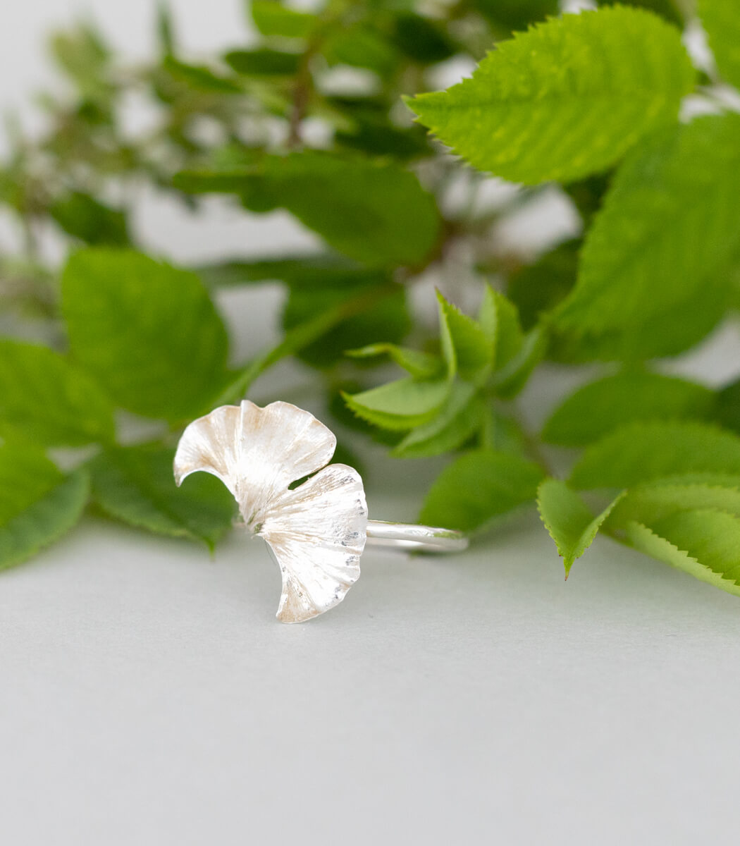Ginkgoblatt Ring Silber Gr. 55