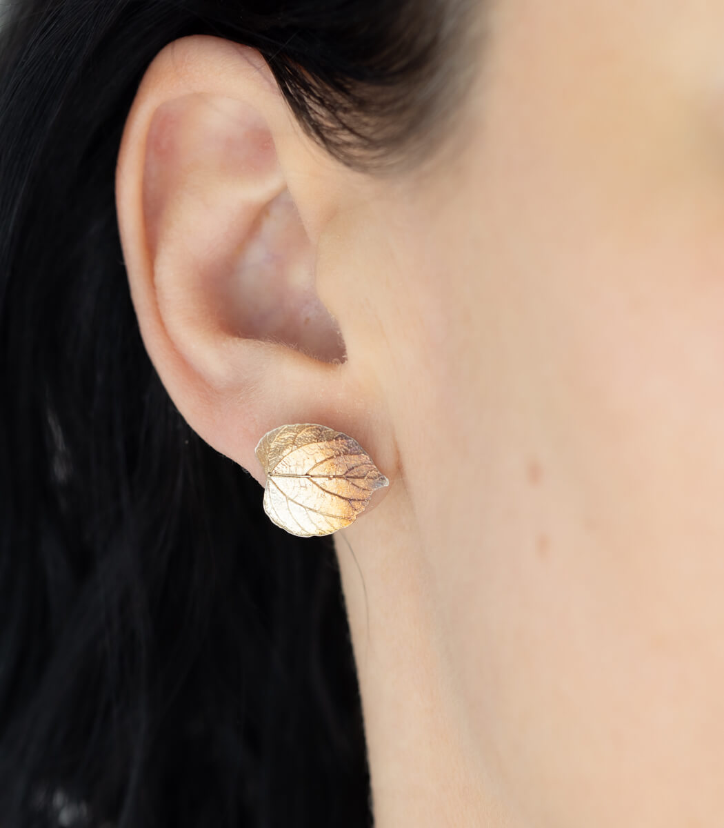 Lindenblatt Ohrstecker Silber