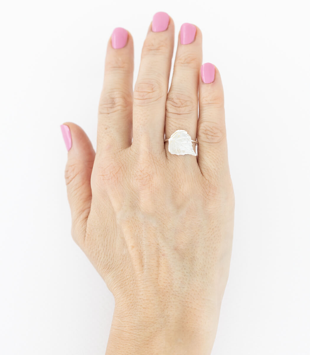 Birkenblatt Ring Silber Gr. 54