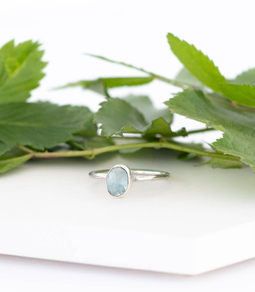 Kyanit wasserblau Ring Silber Gr. 57