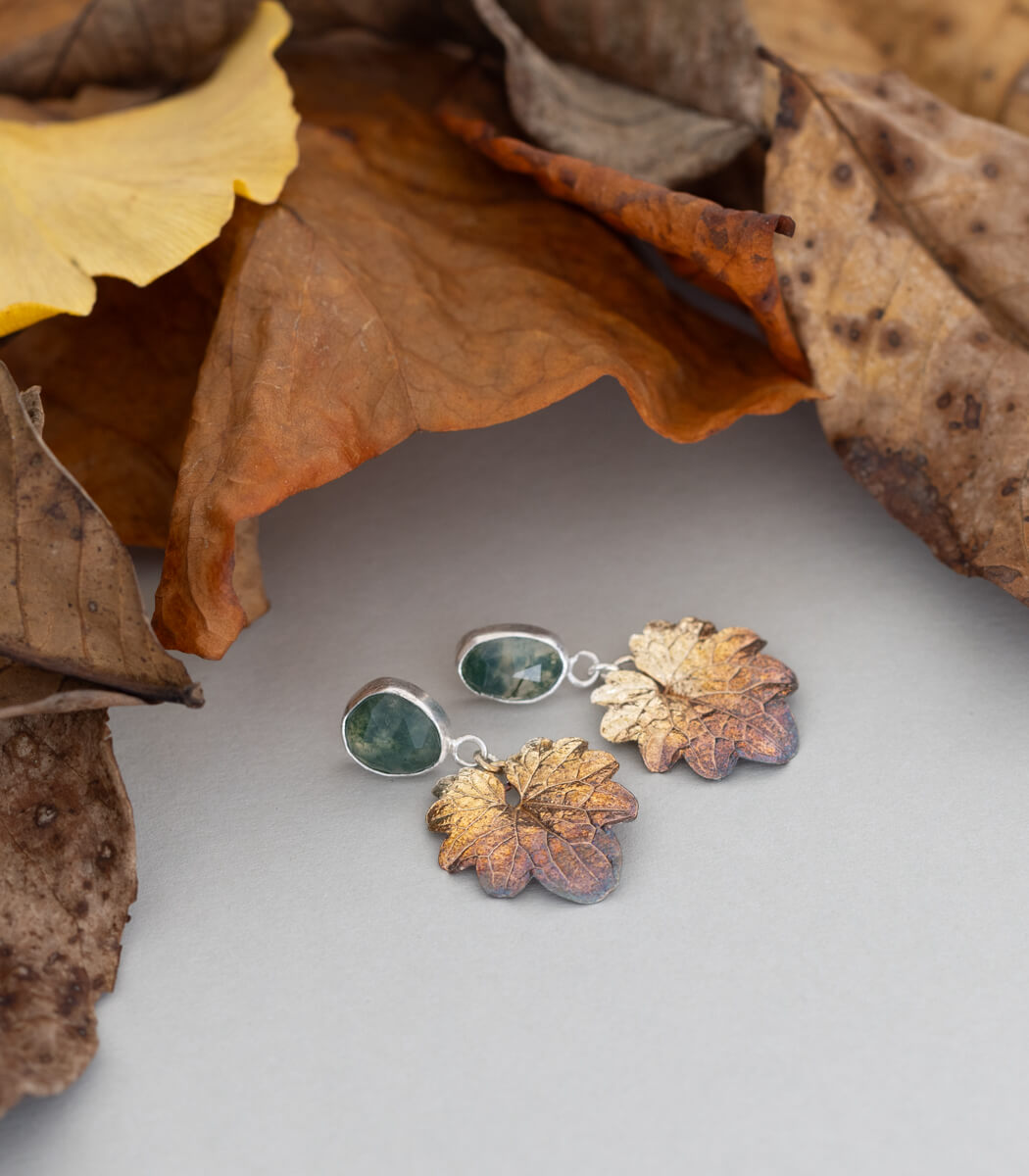 Gundermann Ohrhänger Moosachat Silber