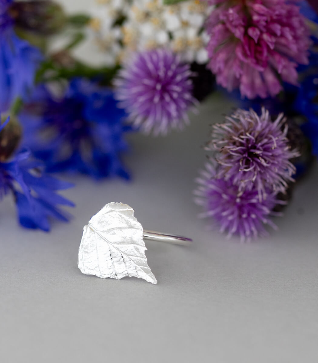 Birkenblatt Ring Silber Gr. 54