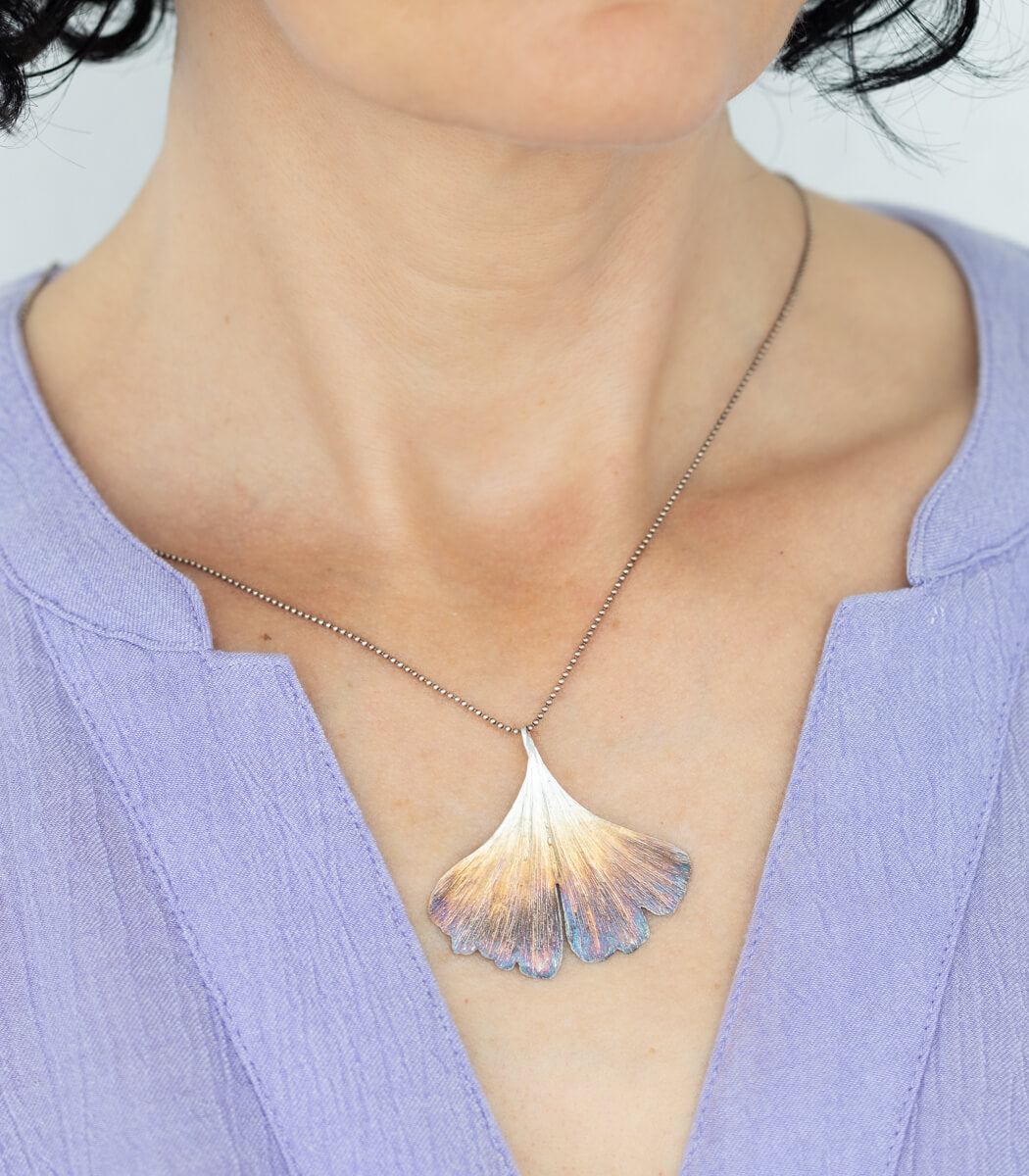 Ginkgoblatt Anhänger Silber