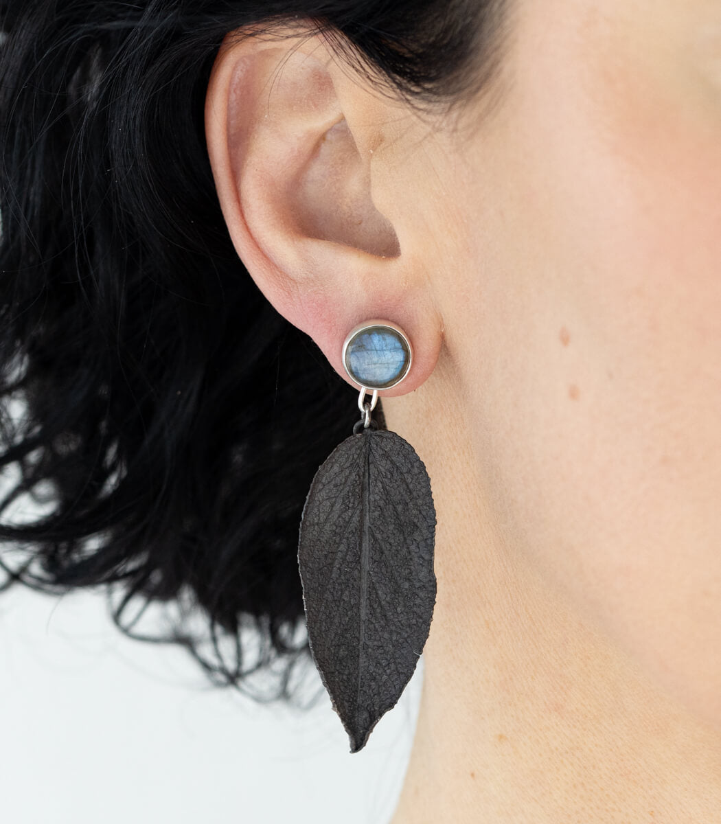 Salbeiblatt Ohrhänger Labradorit Silber