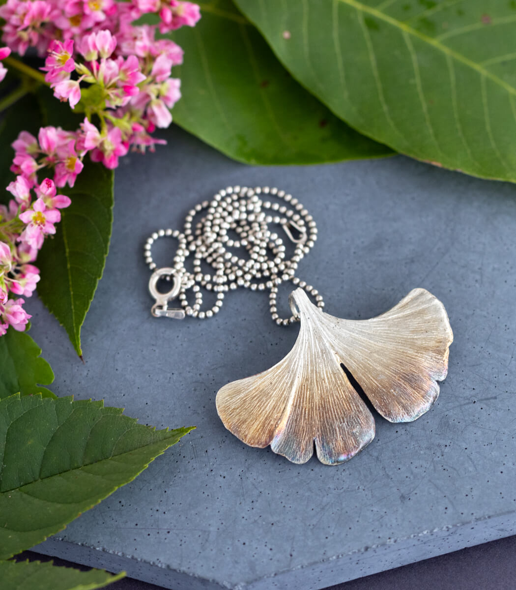 Ginkgo Anhänger Silber