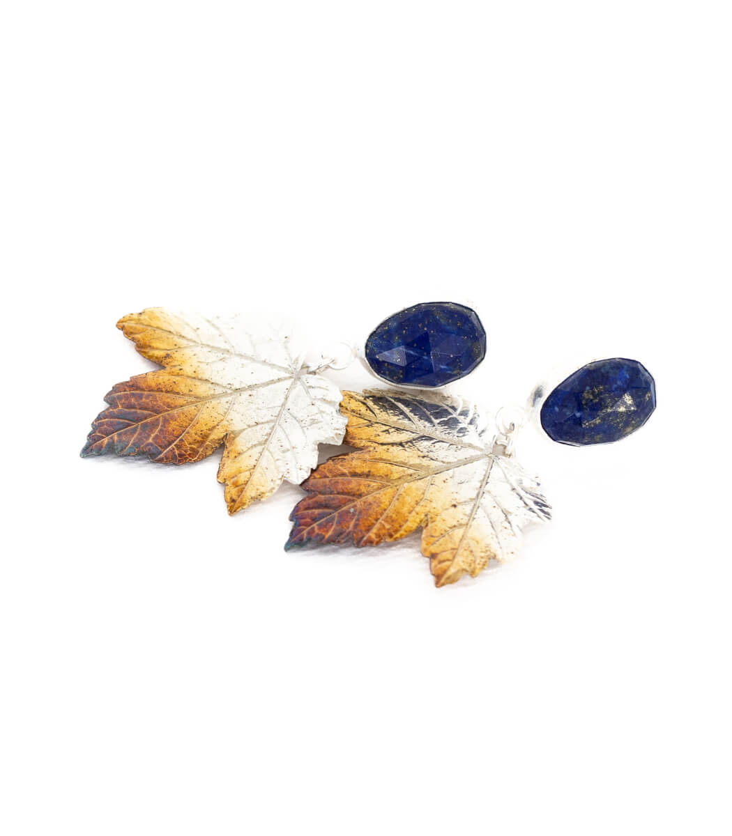 Ahornblatt Ohrhänger Lapislazuli Silber